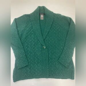 Islander Merino Wool and Cashmere Blend One-Button Cardigan Made In Ireland LG